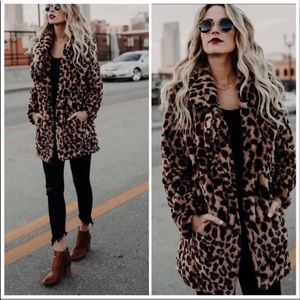 Leopard Print Faux Fur Jacket